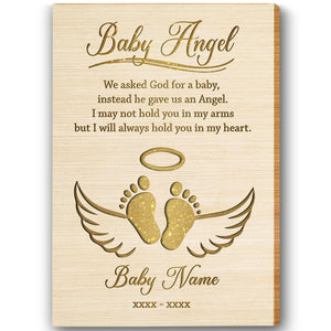 Miscarriage Personalized Canvas Baby Loss Gift, Stillbirth Keepsake Baby Angel In Memory of My Baby| N2550