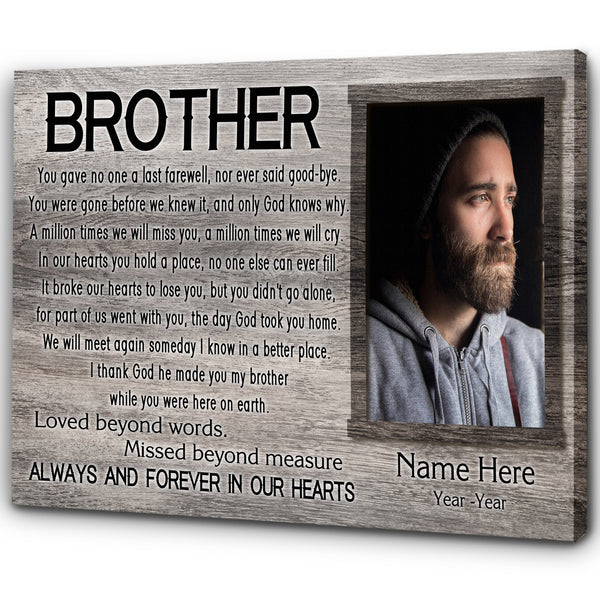 Brother Memorial Canvas - Personalized Memorial Canvas| Brother Memorial Canvas, Memorial Gift, Brother Remembrance| Sympathy, Bereavement Gift, Brother in Memory| T1072