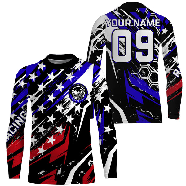 American flag Motocross youth men women jersey UV Live To Ride custom dirt bike shirt Patriotic PDT408