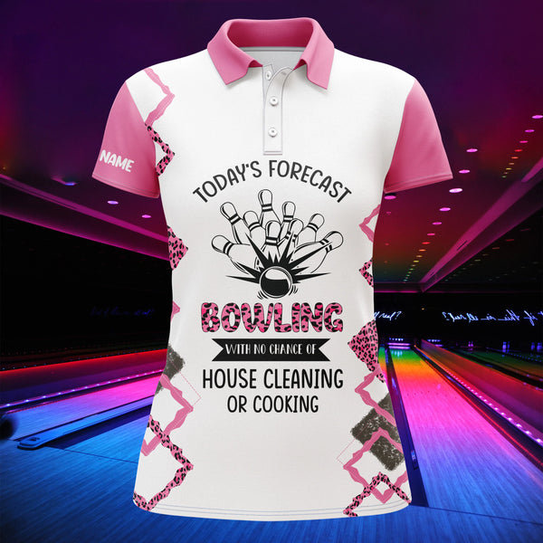 Personalized Women Bowling Polo Shirt Funny Pink Short Sleeve Team Polo Female Bowlers Jersey NBP08