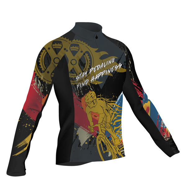 Stay pedaling find happiness sport Men Cycling Jersey Custom long sleeves road shirt | SLC03