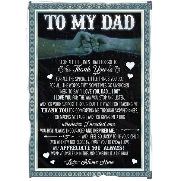 Personalized Blanket To My Dad - Thoughtful Blanket Dad Gift for Father's Day Dad Birthday Gift Christmas Present for Father Gift for Dad from Daughter Son - JB56