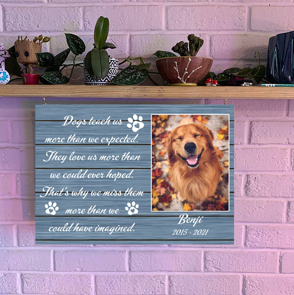 Personalized Canvas| Dog Loss Memorial| Dogs Teach Us More Than We Expected| Pet Remembrance, Loss of Dog Sympathy Gift for Dog Owners, Paw Friend| N1924 Myfihu