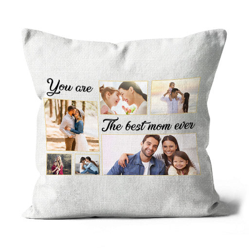Best Mom Ever Personalized Pillow (Insert Included) Mother's Day Gift Custom Photo Collage 1-side Print NPL120