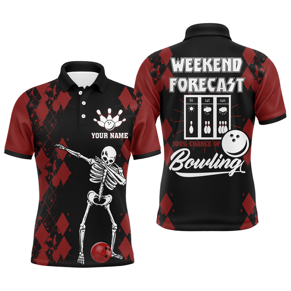 Funny Bowling Men Polo Shirt, Weekend Forecast Personalized Skull Bowlers Jersey NBP85