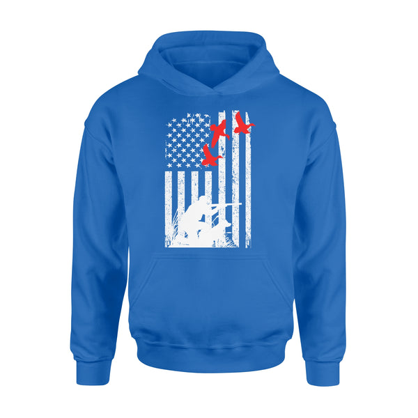 Duck hunting american flag 4th July, duck hunting dog NQSD39 - Standard Hoodie