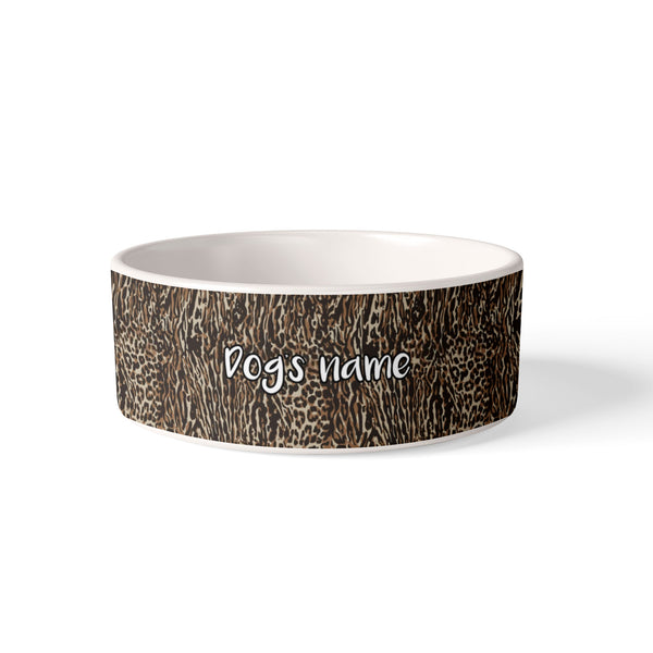 Personalized Leopard Print Dog Bowl, Custom Dog's Name Ceramic Bowls, Personalized Gift for Pet, Pet Owners FSD2855