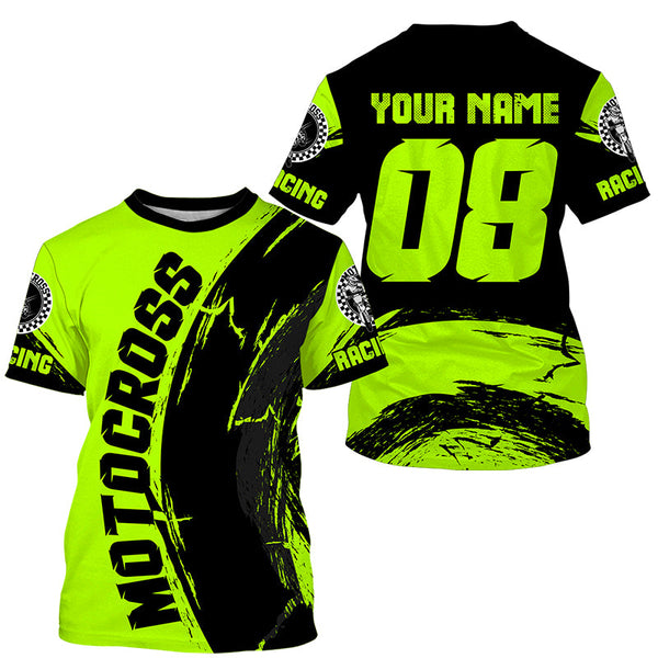 Custom green Dirt Bike youth women men jersey upf30+ off-road motocross racing shirt motorcycle PDT420