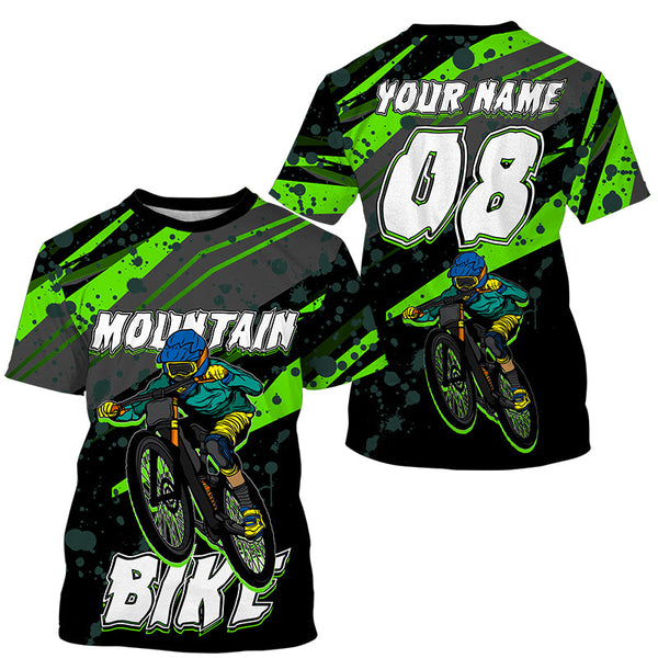 Custom green adult kid MTB jersey UPF30+ Mountain bike shirt youth boys girls cycling clothes mens| SLC230