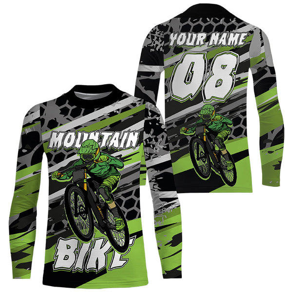 Green MTB jersey UPF30+ mountain bike jersey kids bike shirt mens downhill clothes cycling gear| SLC256