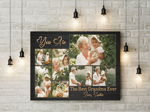 Best Grandma Ever Personalized Canvas, Custom Photo Collage, Grandma Mother's Day Gift| N2477