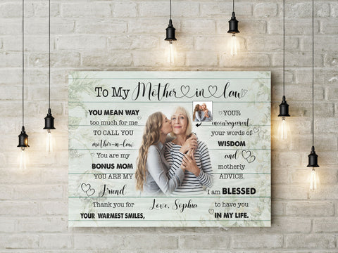 Mother-in-law Custom Canvas - Mother's Day Gift for Mom in Law, Husband's Mother Birthday Christmas| N2465