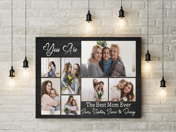 Best Mom Ever Personalized Canvas Photo Collage, Mom Grandma Mother's Day Gift Birthday Christmas| N2476