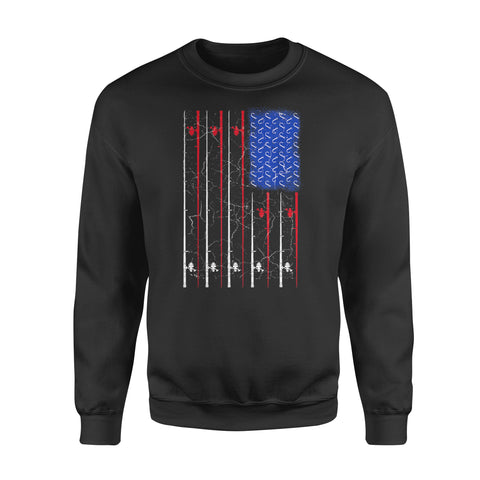 American US Flag 4th July Fishing Rod Shirt, Fisherman Gift D06 NQSD302 - Standard Crew Neck Sweatshirt