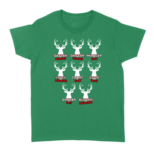 Funny Christmas Reindeer Hunter Shirt, Deer Hunter Gift D02 NQS2460 Standard Women's T-shirt