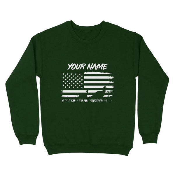 Customize name Turkey hunting American flag patriotic hunting shirt D08 NQS2206 - Standard Crew Neck Sweatshirt