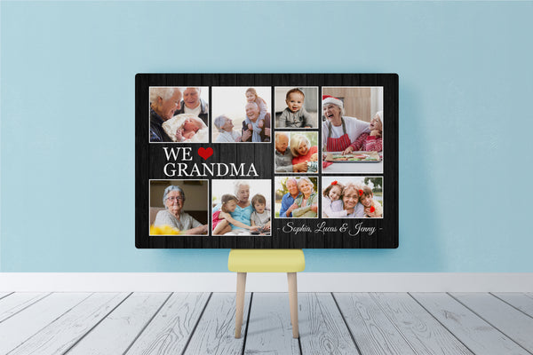 We Love Grandma Personalized Canvas, Custom Photo Collage, Grandma Mother's Day Canvas, New Grandma Gift N2479