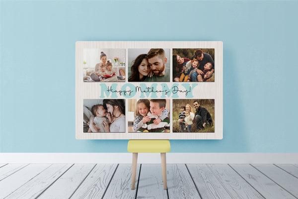 Happy Mothers Day Personalized Canvas Photo Collage, Mothers's Day Gift for Mommy from Children, Mom Birthday Christmas Keepsake| N2521