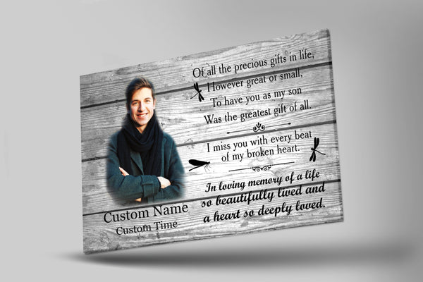 Sympathy gift for loss of Brother Son, Brother memorial gifts, Bereavement Remembrance Condolence Canvas - VTQ155