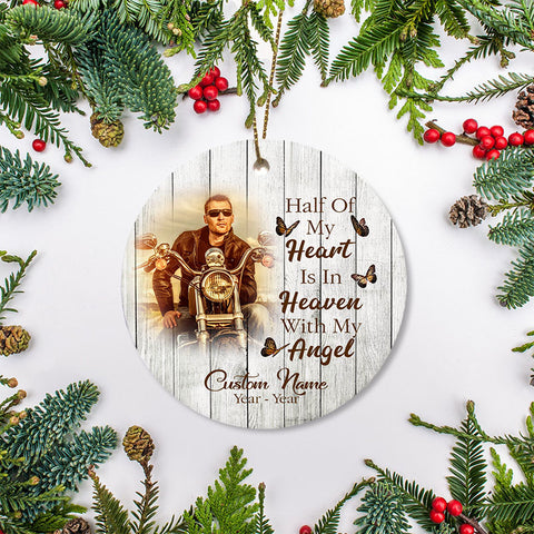 Biker Remembrance Ornament Personalized Motorcycle Ornament Sympathy Memorial Gift For Loss Of Dad ODT70