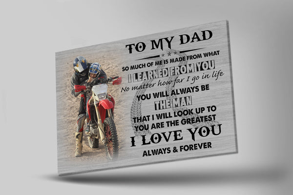 Dirt Bike Dad Personalized Canvas Custom Photo Fathers Day Gift for Motocross Dad Biker Rider| N2576