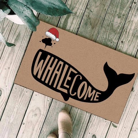 Funny Christmas Doormat - Whalecome Doormat - Christmas Sign Christmas Decoration for Outdoor - Welcome Doormat Holiday Doormat Winter Sign - JD37