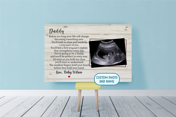 First Fathers Day Personalized Sonogram Canvas Dad to Be Gift New Daddy 1st Time Father Expecting Dad| N2578