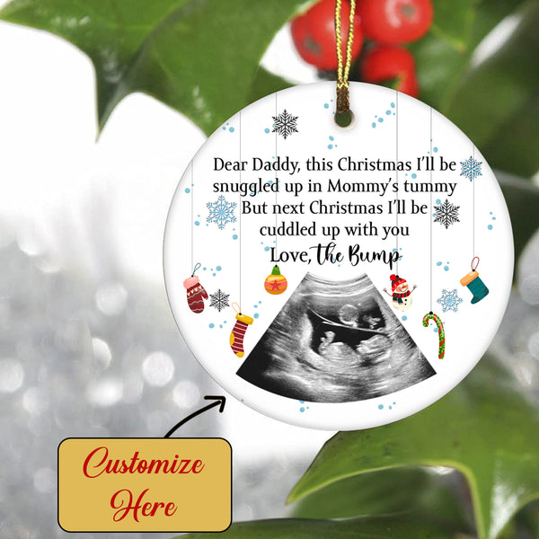 Personalized Baby Ornament Ultrasound Picture Ornament Bumps First Christmas 2022 for Mommy Daddy OP47