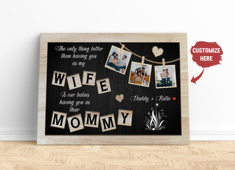 Personalized Mother's Day Canvas Gift for Wife from Husband, Custom Photo Collage Happy Mother's Day N2532