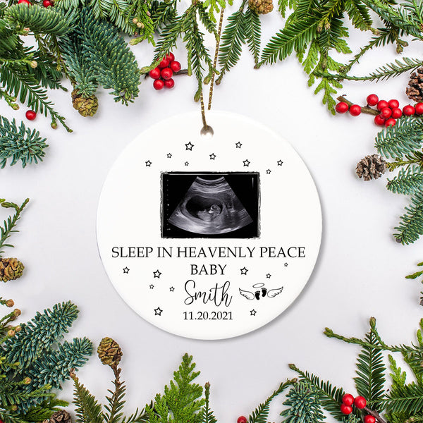 Miscarriage Memorial Ornament - Custom Sonogram Picture, Remembrance for Loss of A Baby, Pregnancy Loss Sympathy Gift, Stillbirth Bereavement| NOM58