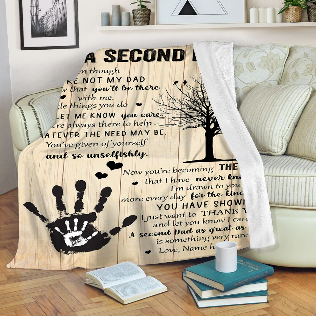 A Second Dad Blanket - Custom Stepdad Blanket| Thoughtful Gift for Stepdad Bonus Dad| Gift for Stepfather from Stepchild| Stepdad Gift for Christmas Father's Day Birthday| JB100