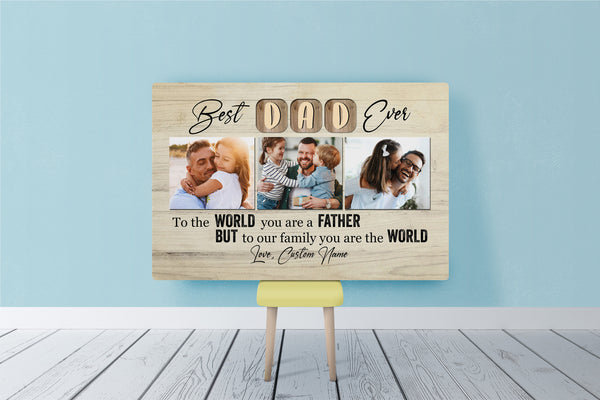 Best Dad Ever Personalized Canvas Custom Photo Collage Father's Day Gift for Best Dad Ever Keepsake| N2563