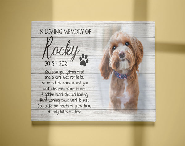 Personalized Canvas| Pet Loss Memorial| God Saw You Getting Tired| Pet Remembrance, Loss of Dog, Loss of Cat Sympathy Gift for Pet Owners, Paw Friend Loss| N2317