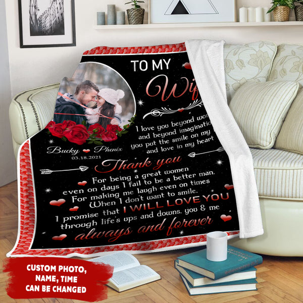 To My Gorgeous Wife Blanket| Customized  Blanket with Pictures| Custom Blanket for Wife | Valentine’s Day Blanket| Red Roses Blanket|  Gifts for Wife on Anniversary,  Birthday BP56 Myfihu