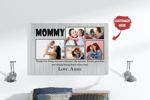 Custom Mom Canvas| Mommy Photo Collage Wall Art Mom Gift from Daughter Son on Birthday Mothers Day Gift| JC833