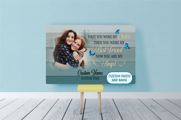 Personalized Memorial Gifts for Loss of Loved one, Remembrance Sympathy Canvas for Loss of Sisters VTQ59