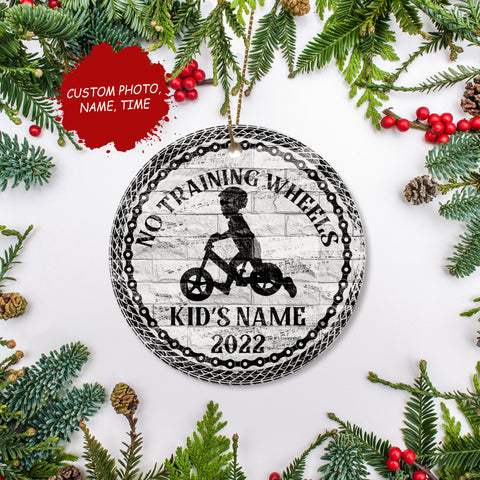 No training wheels ornament for kids, commemorative cycling gift, bicycle ornament for boys girls| ONT83