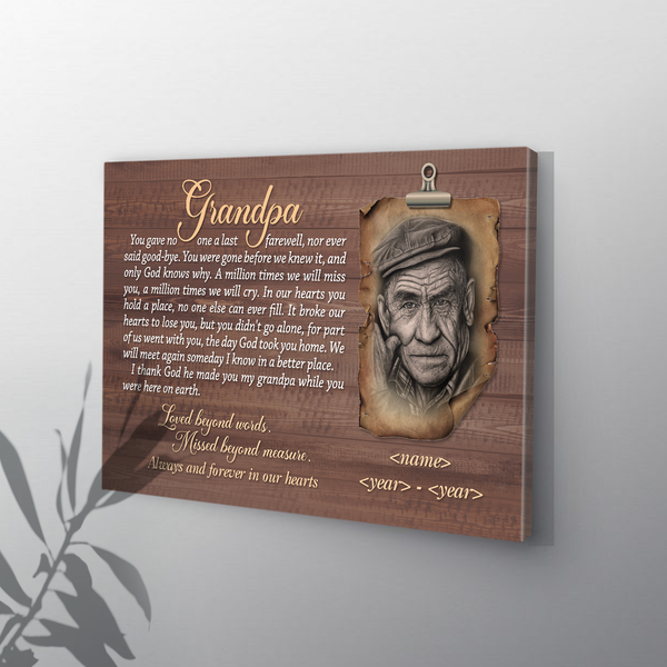 Loss of Grandfather Gift Memorial Personalized Picture Canvas| Sympathy Gift| Grandfather Remembrance| Grandfather Memorial Custom Gift| Bereavement Condolence Keepsake Grieving Gift| T78