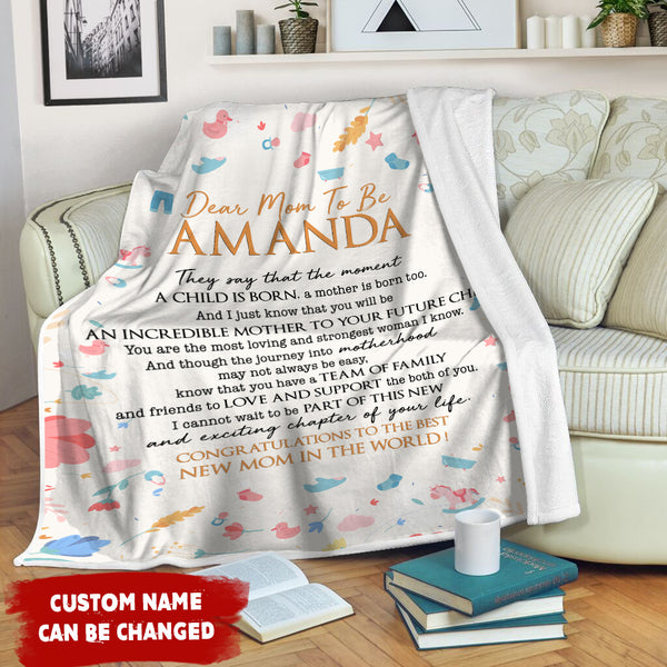 Custom Blanket Dear Mom To Be| Gift for Expecting Mom Mom To Be Pregnant Wife First Mother's Day| JB242