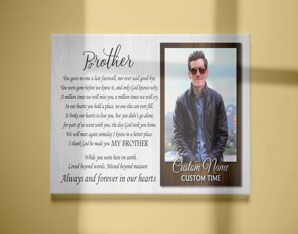 Brother Memorial Canvas| Custom Brother Memorial Gift, Sympathy Gift for Loss of Brother Remembrance JC879