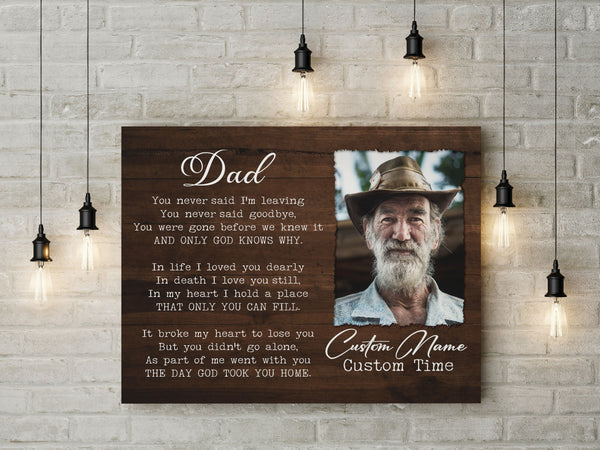 Memorial Gift for Loss of Loved One in Heaven Personalized Canvas for Loss of Dad Father Memory VTQ90