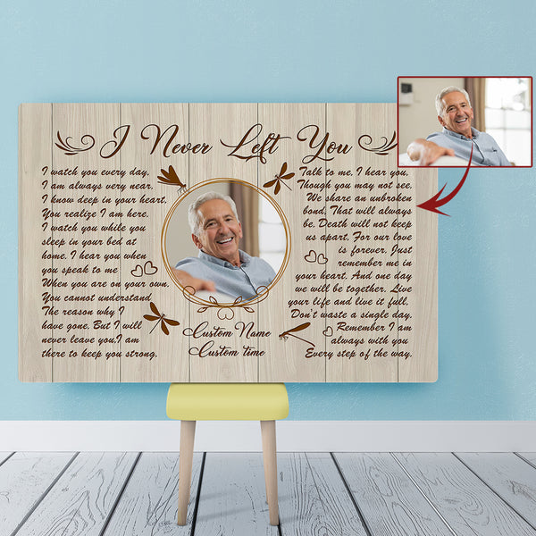 Custom Remembrance canvas - I never left you, Sympathy gift, Keepsake canvas loss of Mom Dad Brother CNT13