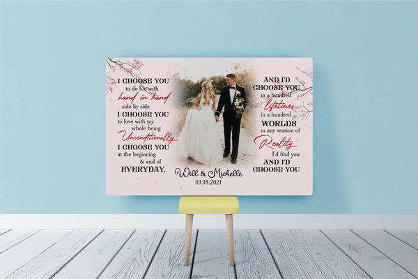 Personalized Gift For Him for Her| I Choose You  Canvas| Long Distance Relationship Gifts|  Best Anniversary Canvas for Him| Wedding  Gifts Ideas| Cherry Blossom Canvas CP204 Myhifu