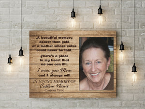 Mother Memorial Picture Canvas| I Miss You Mom - Custom Loss of Mother Sympathy Gift, Mom Remembrance| JC848