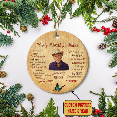 Husband Memorial Ornament - My Angel Husband, Christmas in Heaven, Husband Remembrance Home Decor, Memorial Gift for Loss of Husband| NOM163