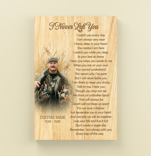 Personalized Memorial Canvas| I Never Left You| Memorial Gift, Sympathy Gift for Loss of Father Mother Husband Son in Heaven, Bereavement Gift| In Loving Memory Remembrance| N2348