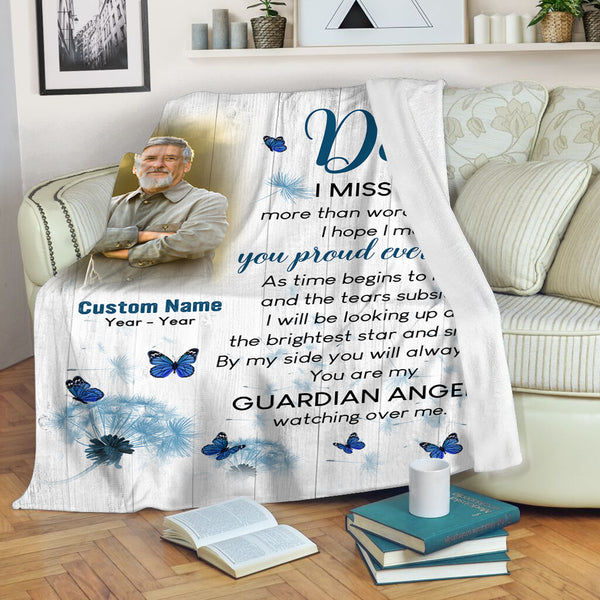 Dad Remembrance Personalized Blanket, In Loving Memory of Dad Memorial Gift Sympathy Blanket Throw N2725