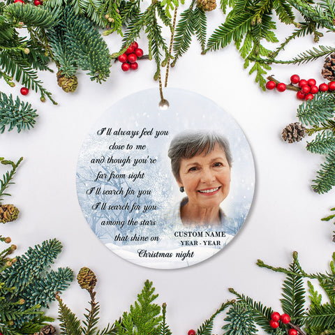 Personalized Memorial Ornament - Christmas in Heaven, Remembrance Home Decor, Memorial Gift for Loss of A Loved One, Loss of Mother Father| NOM77