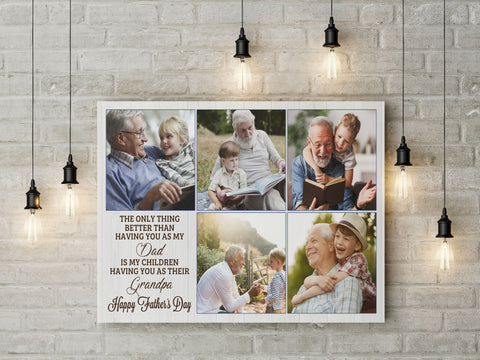 Happy Father's Day Grandpa Canvas - Personalized Photo Collage Gift for Grandfather, Papa & Grandkids| N2519