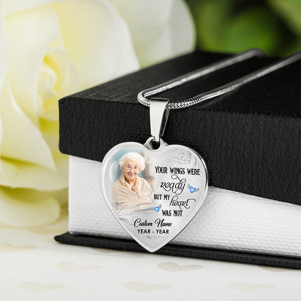 Remembrance necklace with photo| Memorial gifts for loss of Dad Mom Husband| Custom Sympathy jewelry NNT15